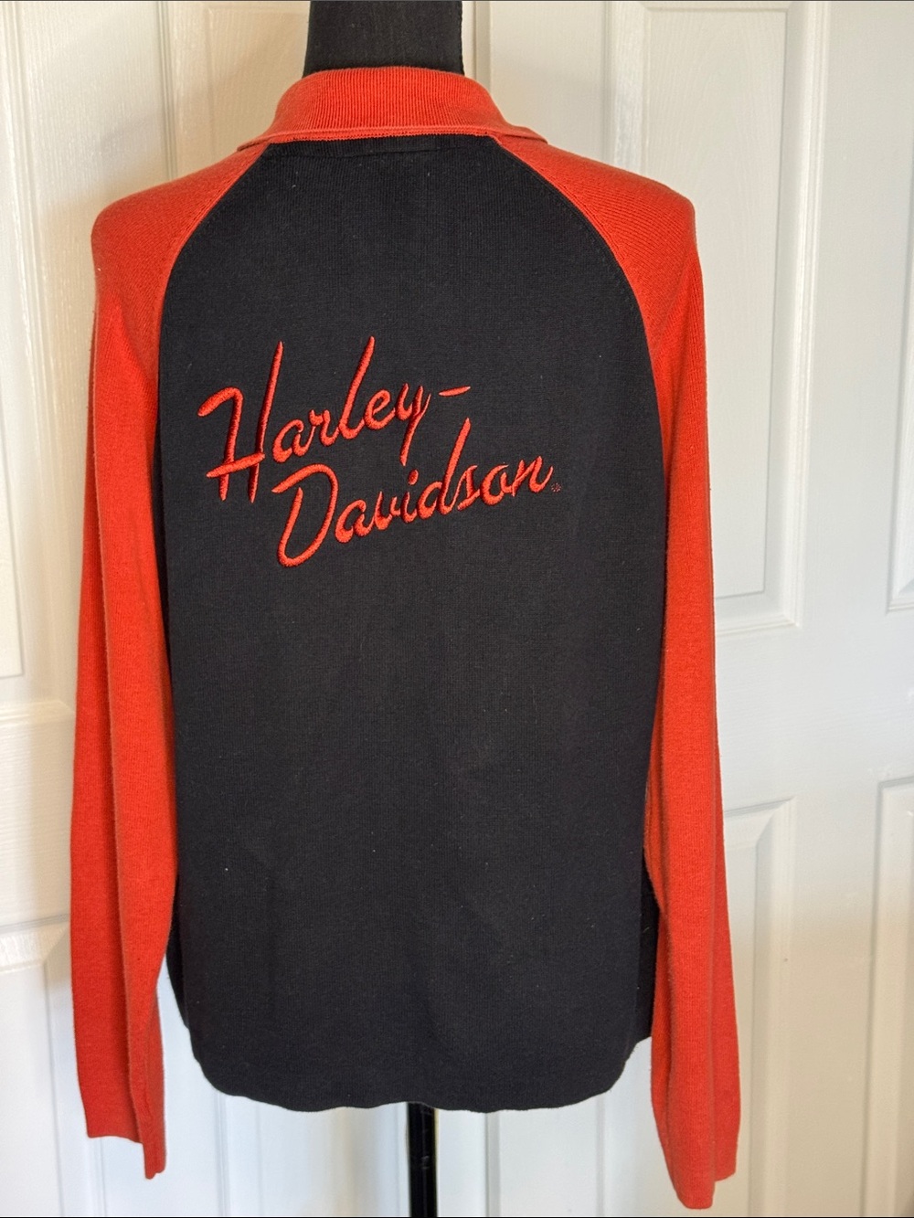 Harley-Davidson Black Jacket with Rust Raglan Sleeves and Collar